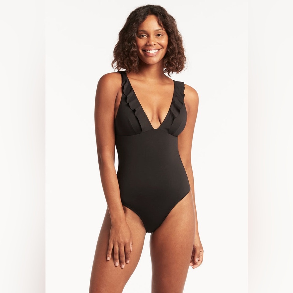 Sea Level Eco Essentials Frill One Piece black size 6
